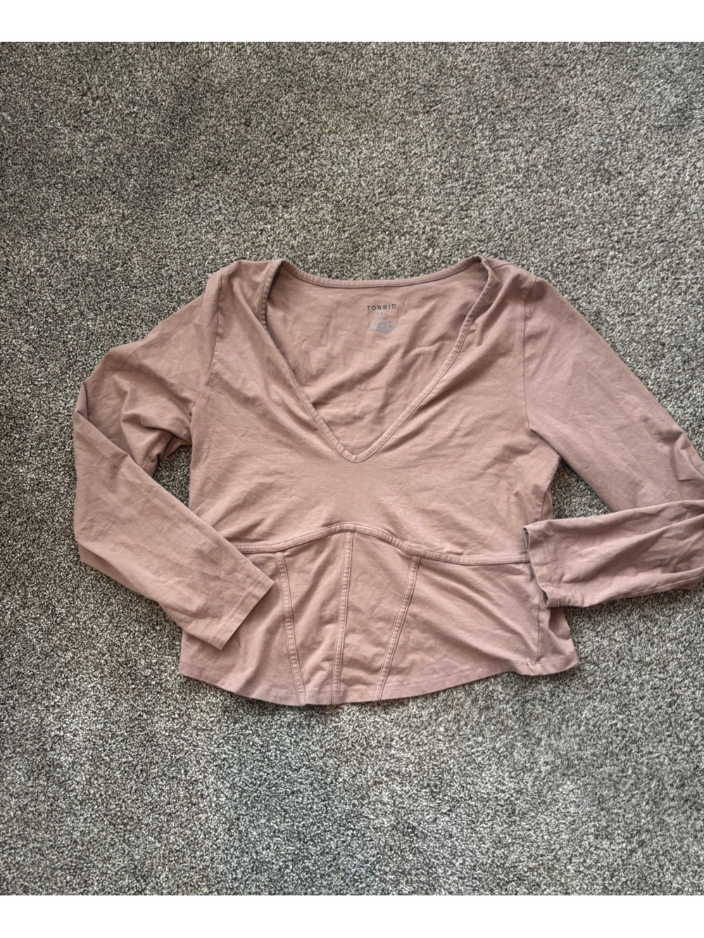torrid brown Long Sleeve Peplum Top